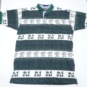 Colo Wear America Polo Shirt Men's XL White Green Cotton Collared Short Sleeve